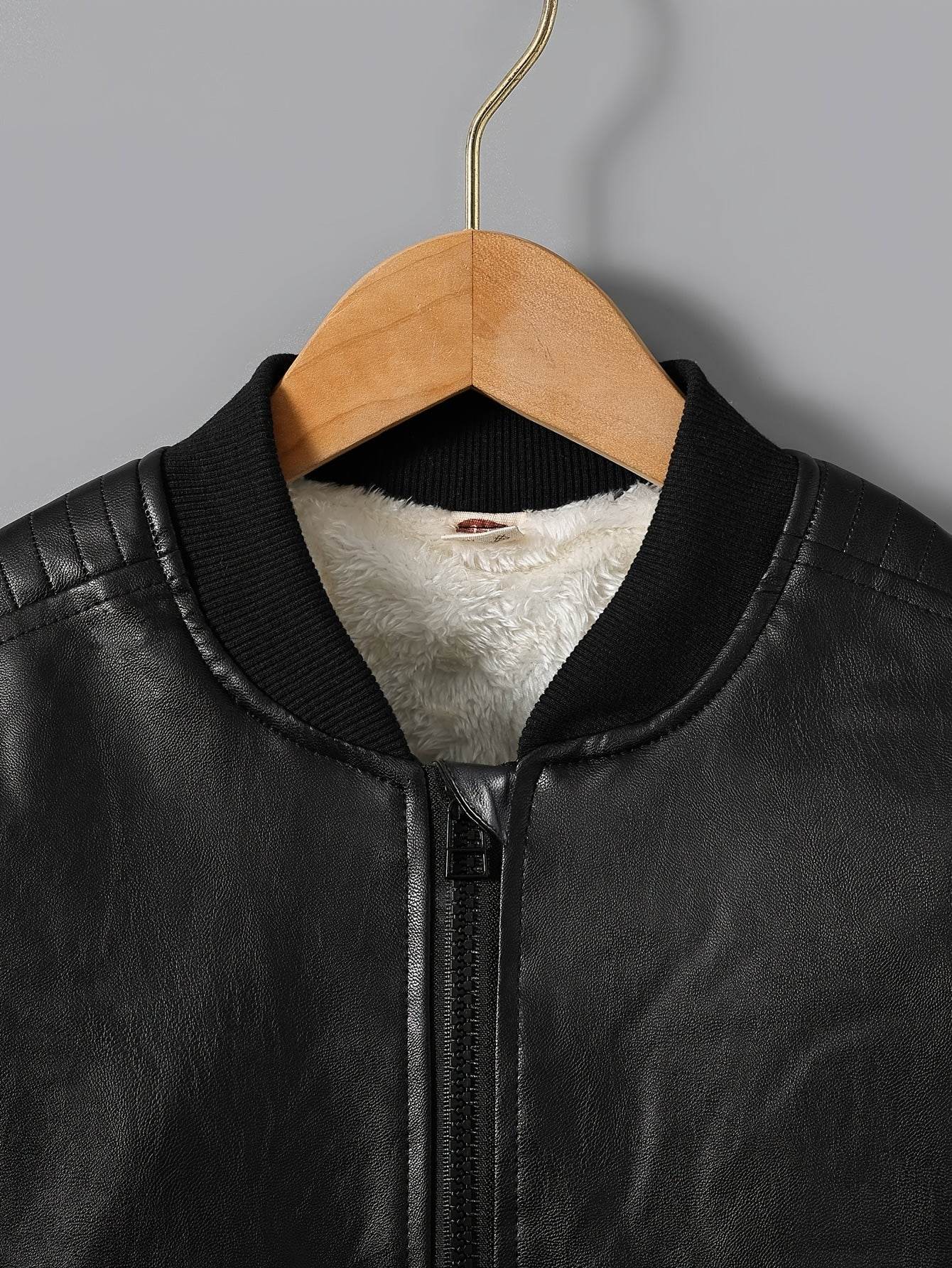 Boys Fleece-Lined Zip-Up Black Jacket - IVORYNN