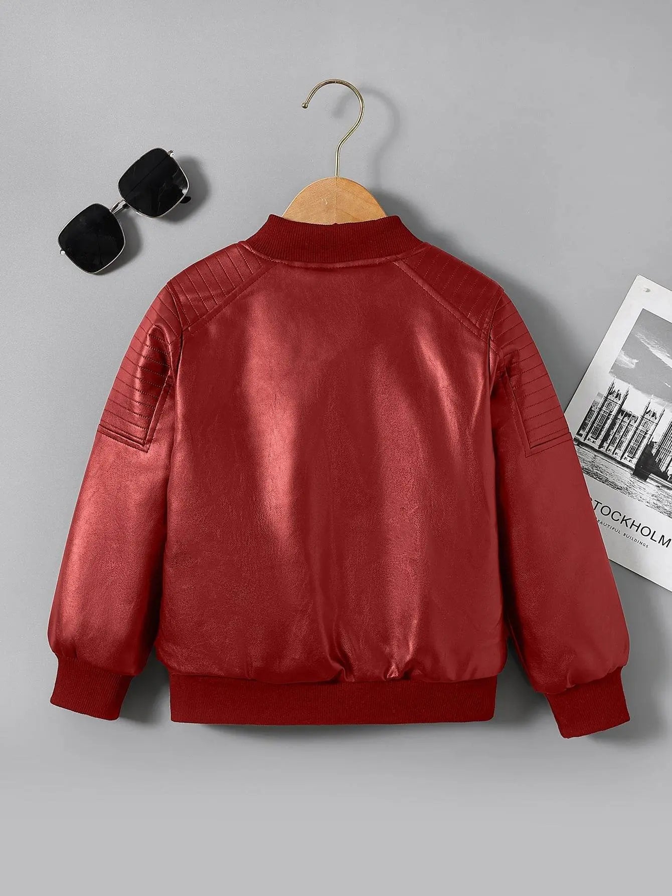 Boys Fleece-Lined Zip-Up Brick Red Jacket - IVORYNN