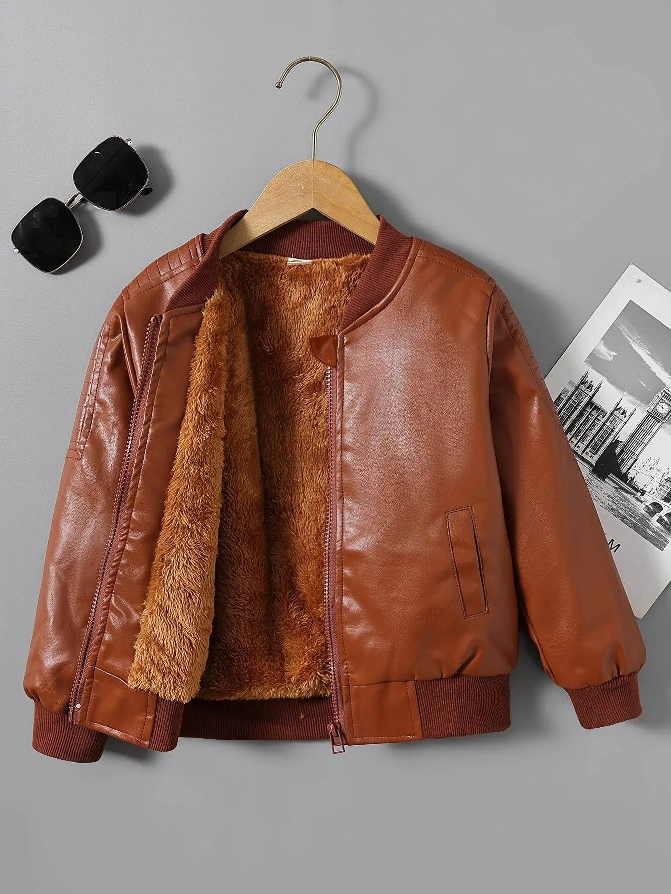 Boys Fleece-Lined Zip-Up Chocolate Jacket - IVORYNN