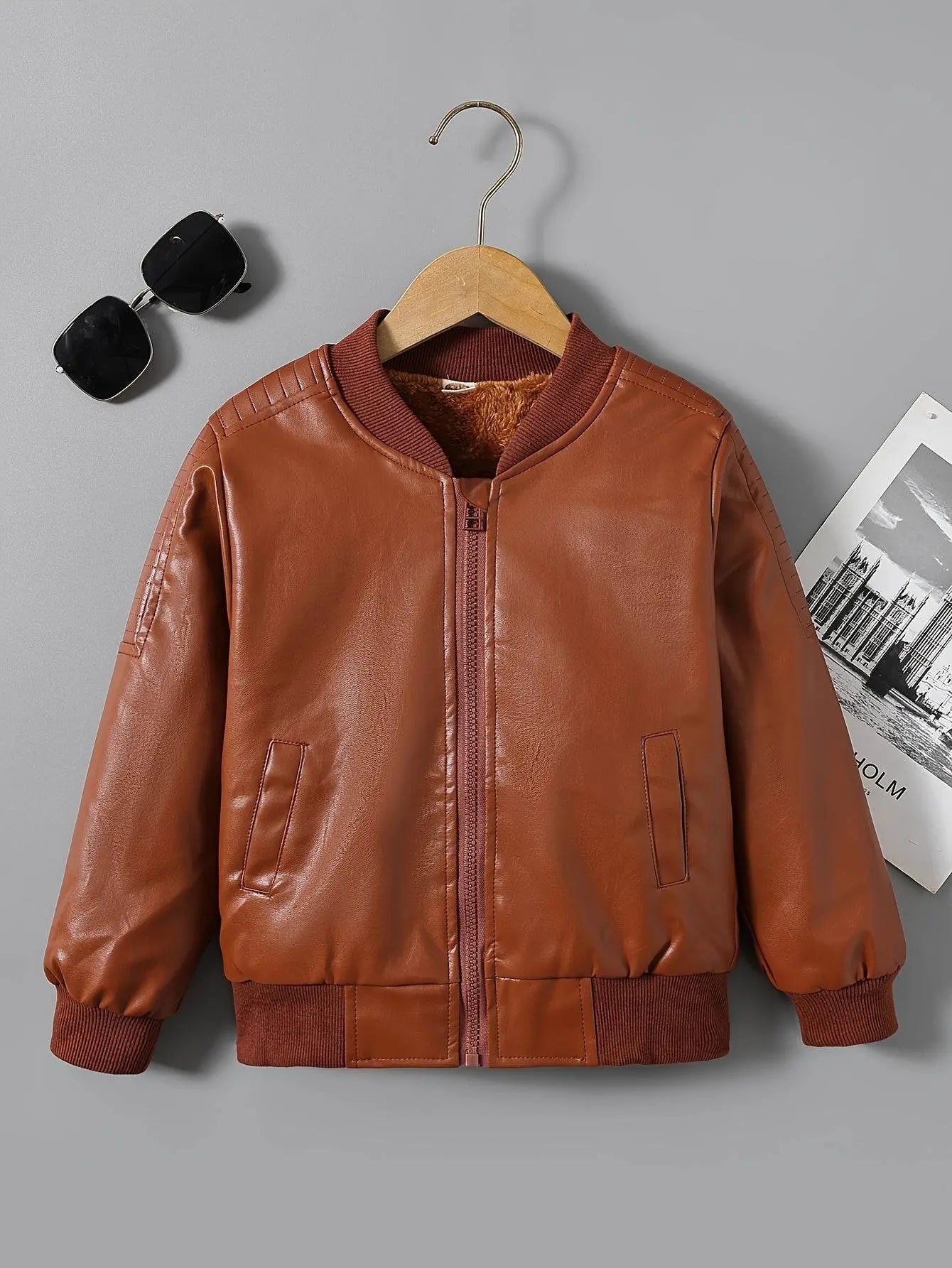 Boys Fleece-Lined Zip-Up Chocolate Jacket - IVORYNN