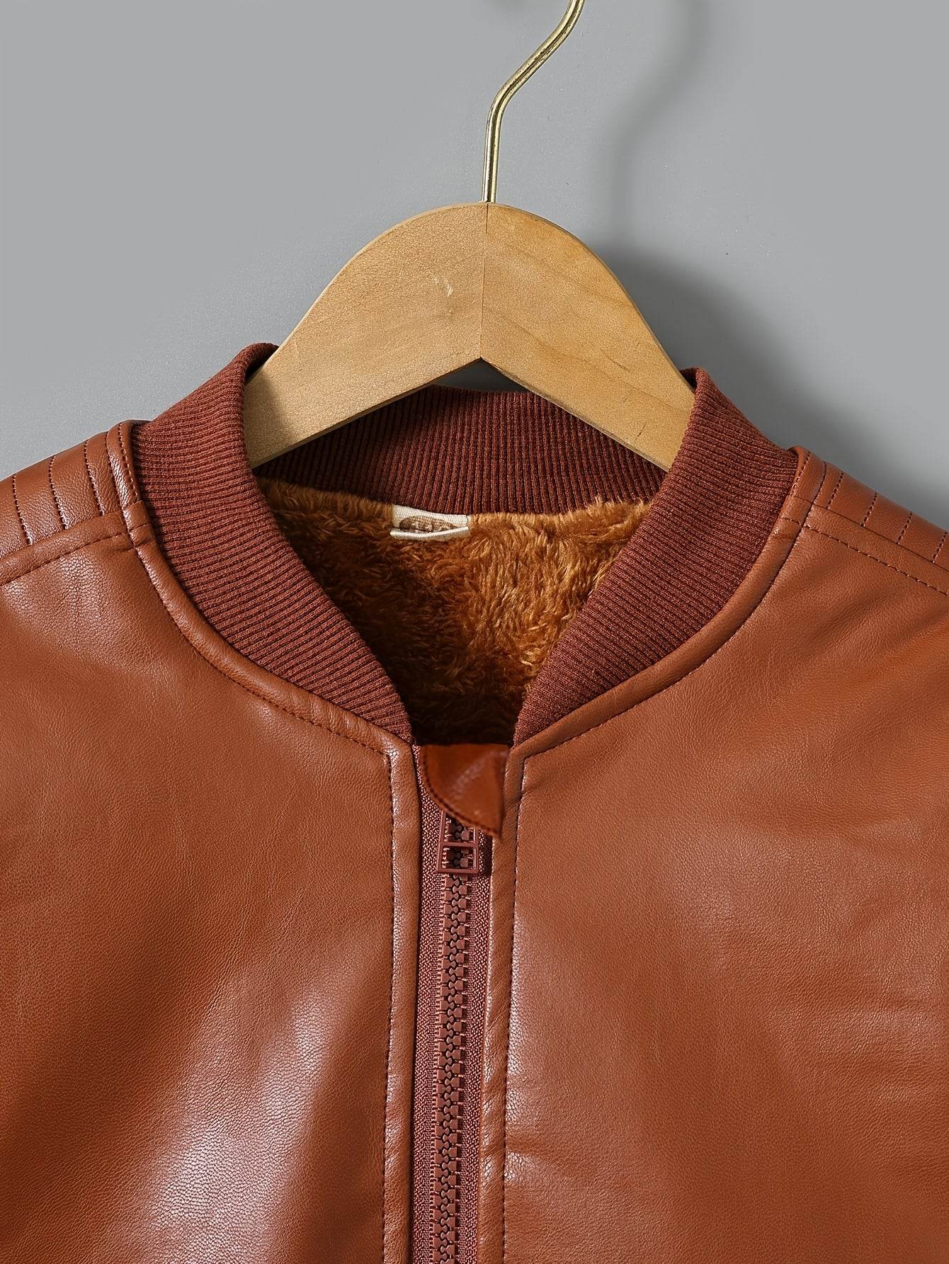 Boys Fleece-Lined Zip-Up Chocolate Jacket - IVORYNN