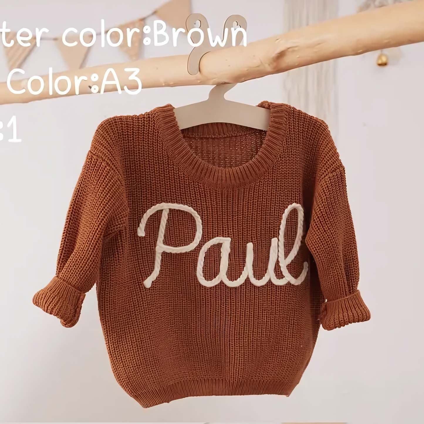 Cotton Hand embroidered Name Baby Sweater