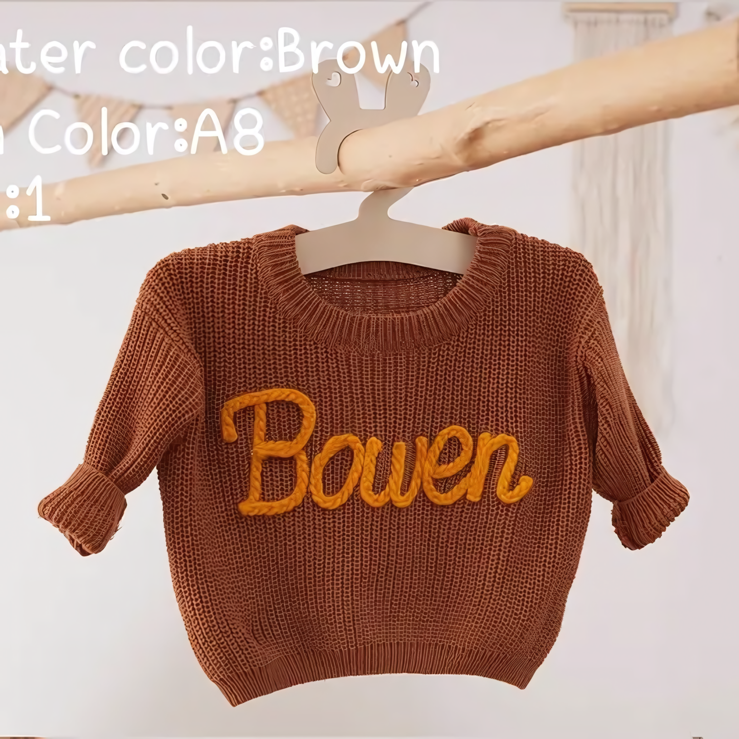 Cotton Hand embroidered Name Baby Sweater