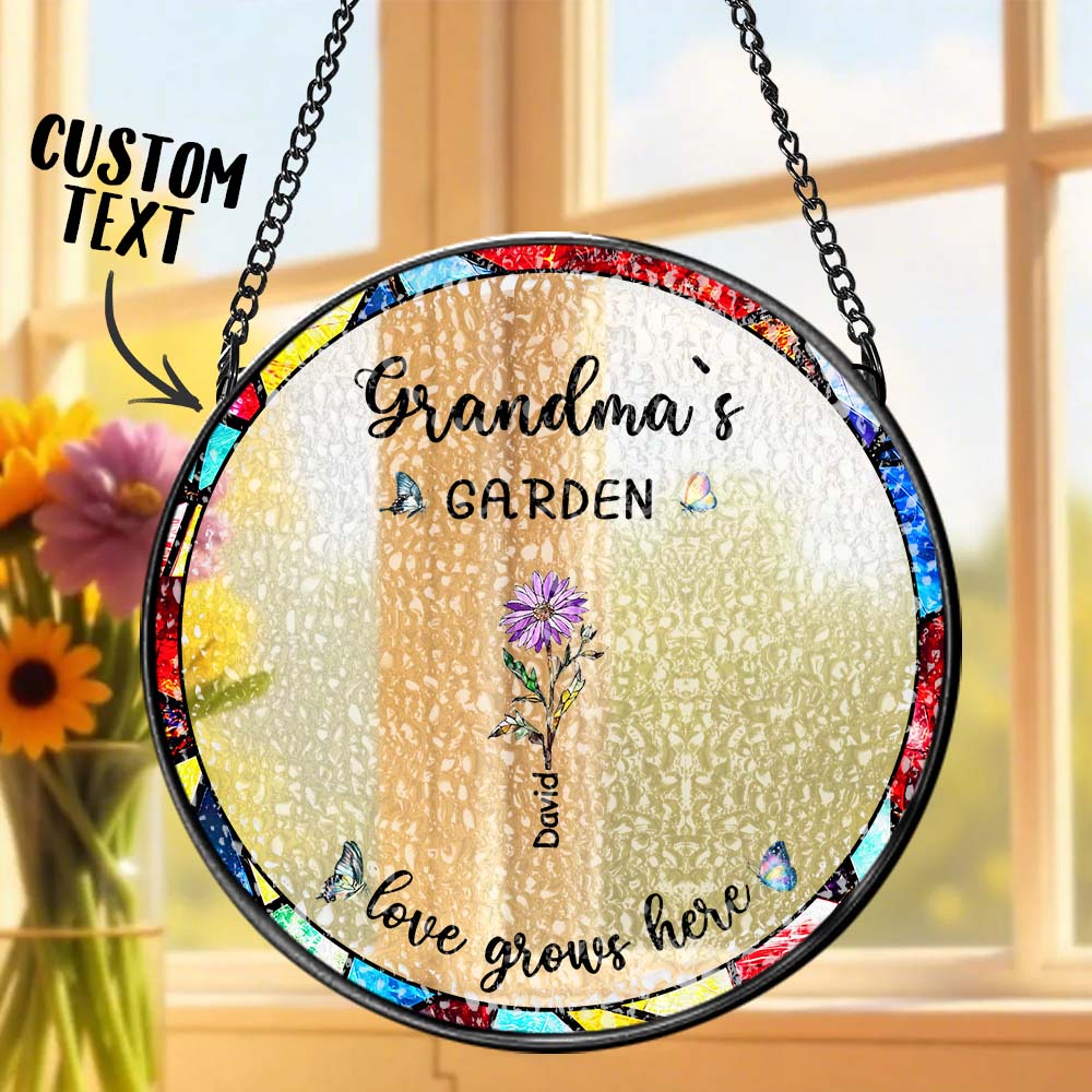 Personalized Birth Flower Glass Suncatcher