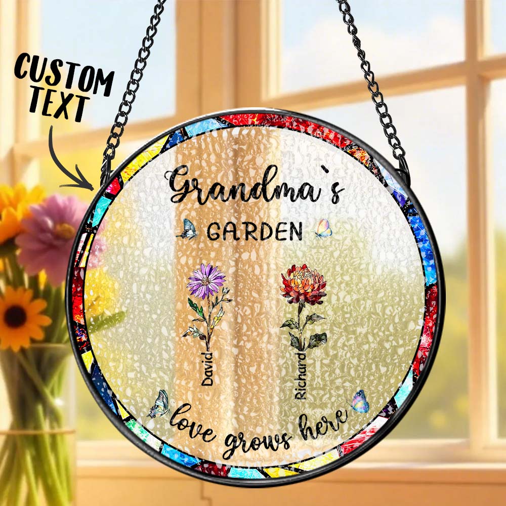 Personalized Birth Flower Glass Suncatcher