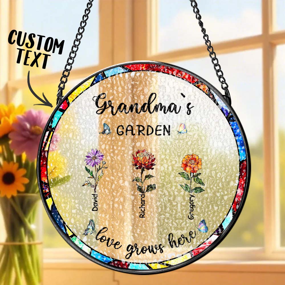 Personalized Birth Flower Glass Suncatcher