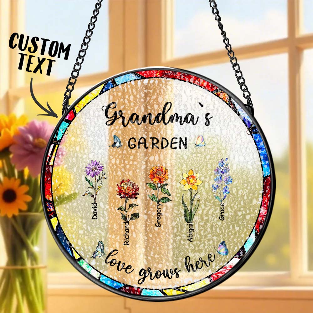 Personalized Birth Flower Glass Suncatcher