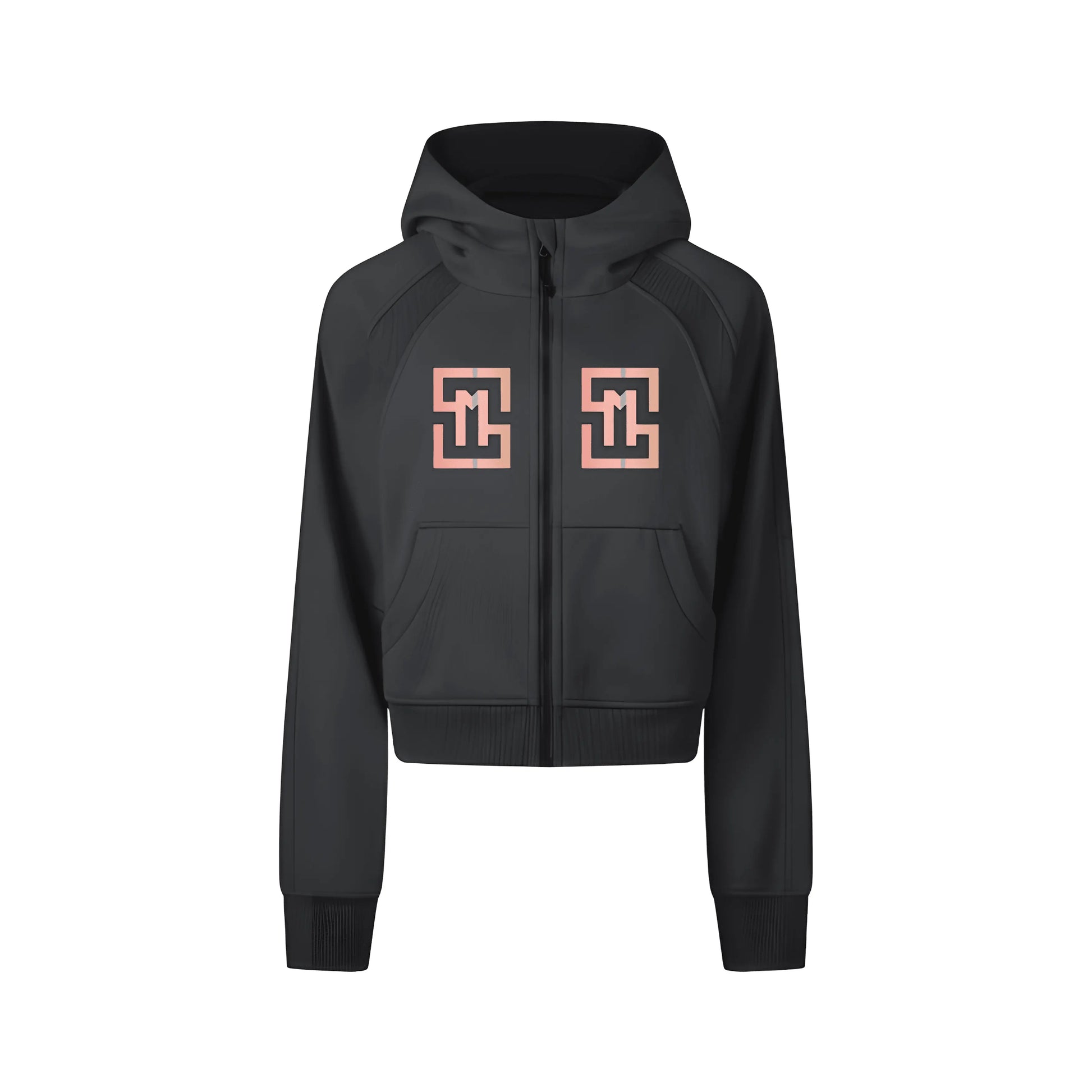 COWT Cropped Zip-Through Black Sweatshirt - IVORYNN