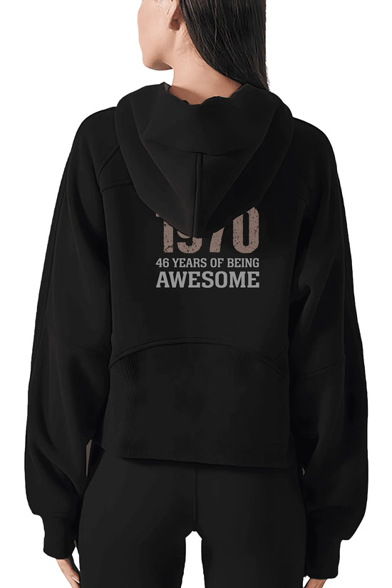 COWT Cropped Zip-Through Black Sweatshirt - IVORYNN