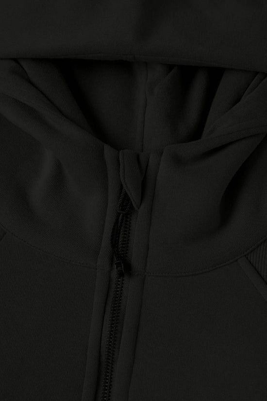 COWT Cropped Zip-Through Black Sweatshirt - IVORYNN