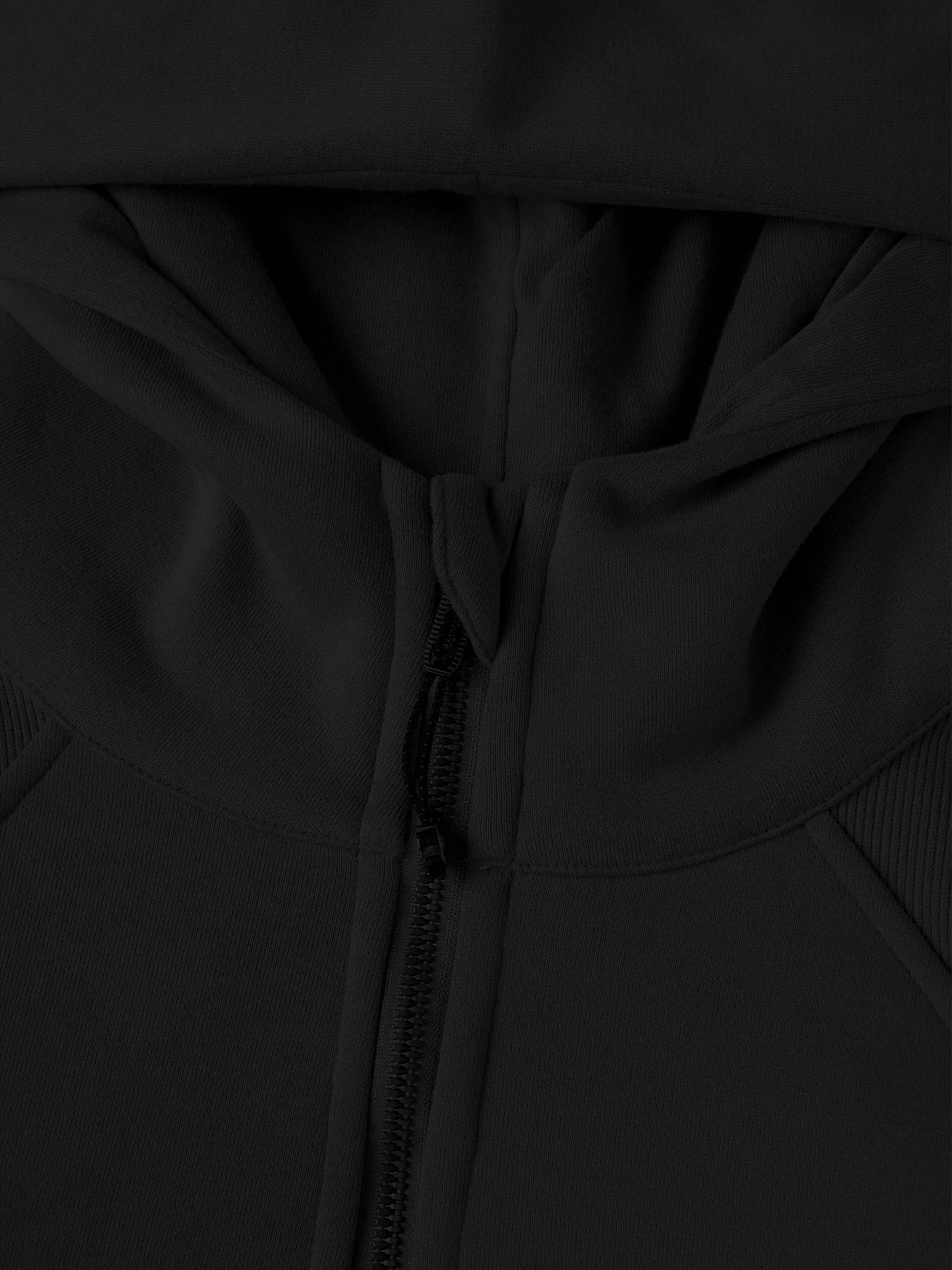 COWT Cropped Zip-Through Black Sweatshirt - IVORYNN
