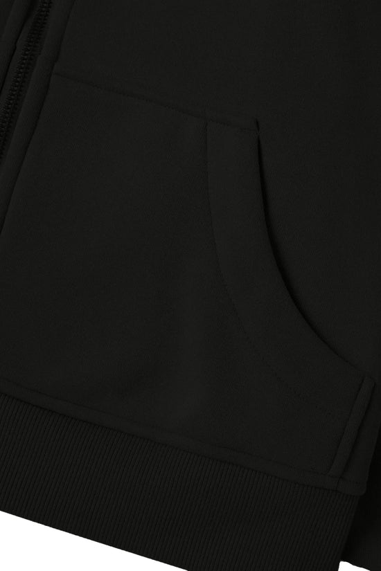 COWT Cropped Zip-Through Black Sweatshirt - IVORYNN