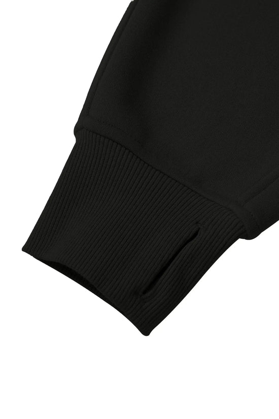 COWT Cropped Zip-Through Black Sweatshirt - IVORYNN