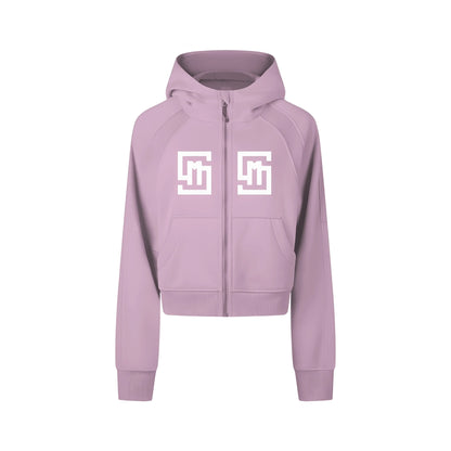 COWT Cropped Zip-Through Pink Sweatshirt - IVORYNN