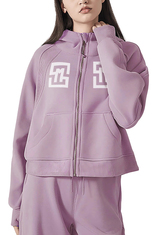 COWT Cropped Zip-Through Pink Sweatshirt - IVORYNN