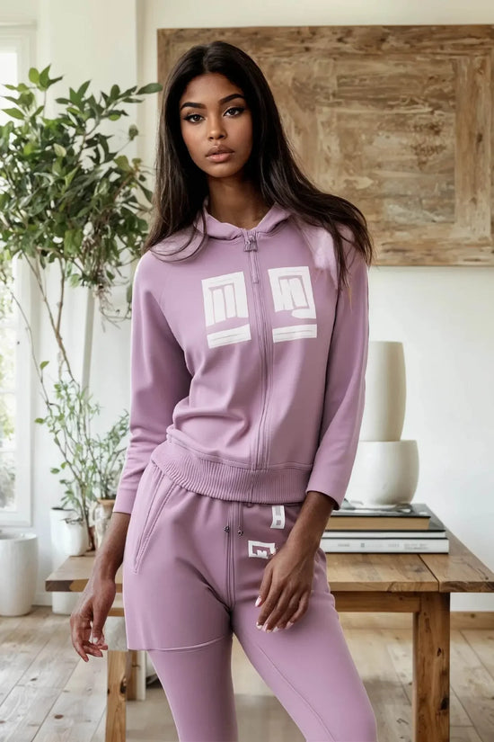 COWT Cropped Zip-Through Pink Sweatshirt - IVORYNN