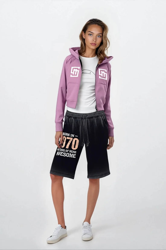 COWT Cropped Zip-Through Pink Sweatshirt - IVORYNN