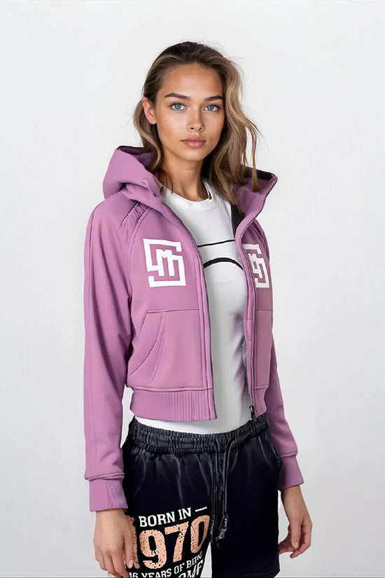 COWT Cropped Zip-Through Pink Sweatshirt - IVORYNN