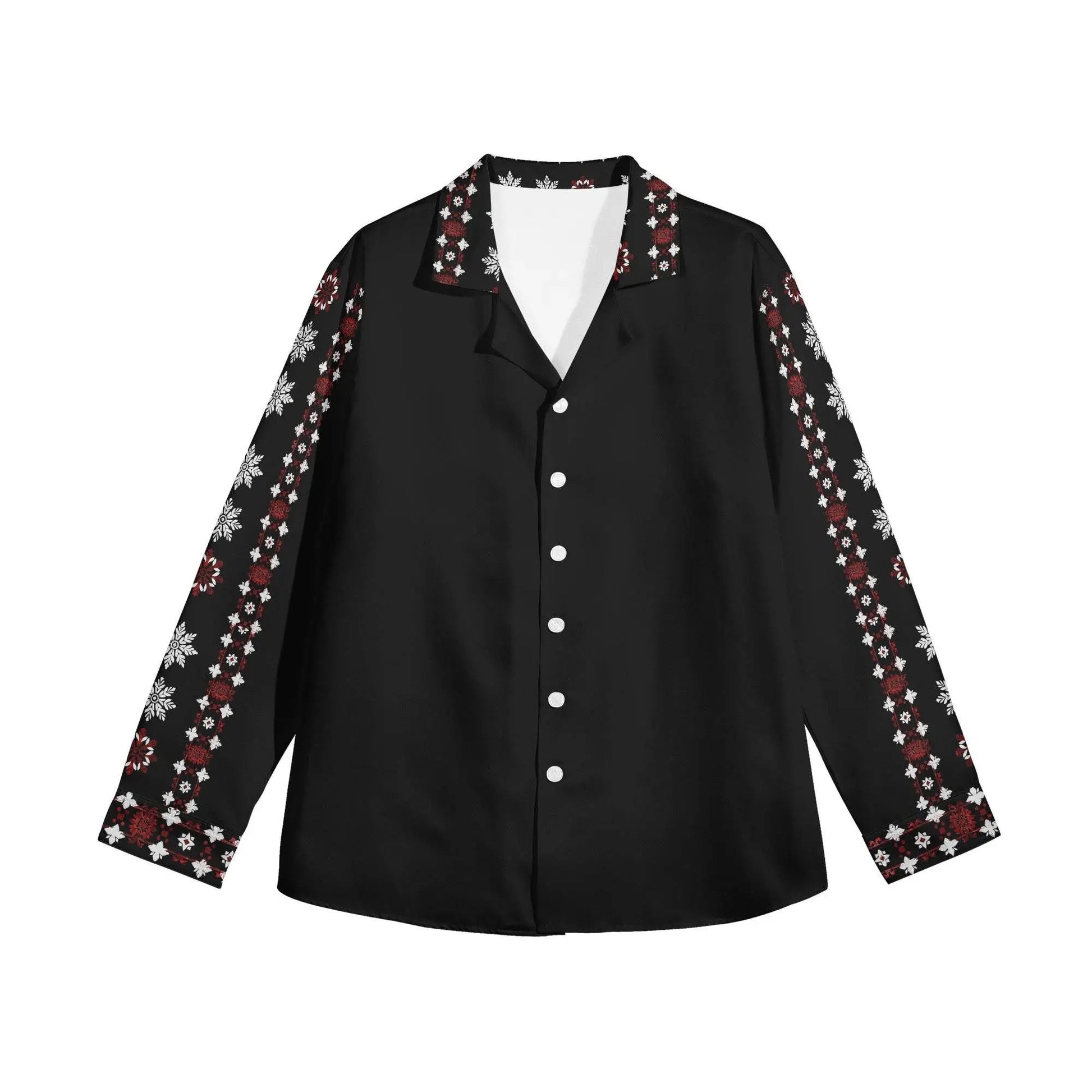 Casual Long Sleeve Button Down Black Shirt - IVORYNN