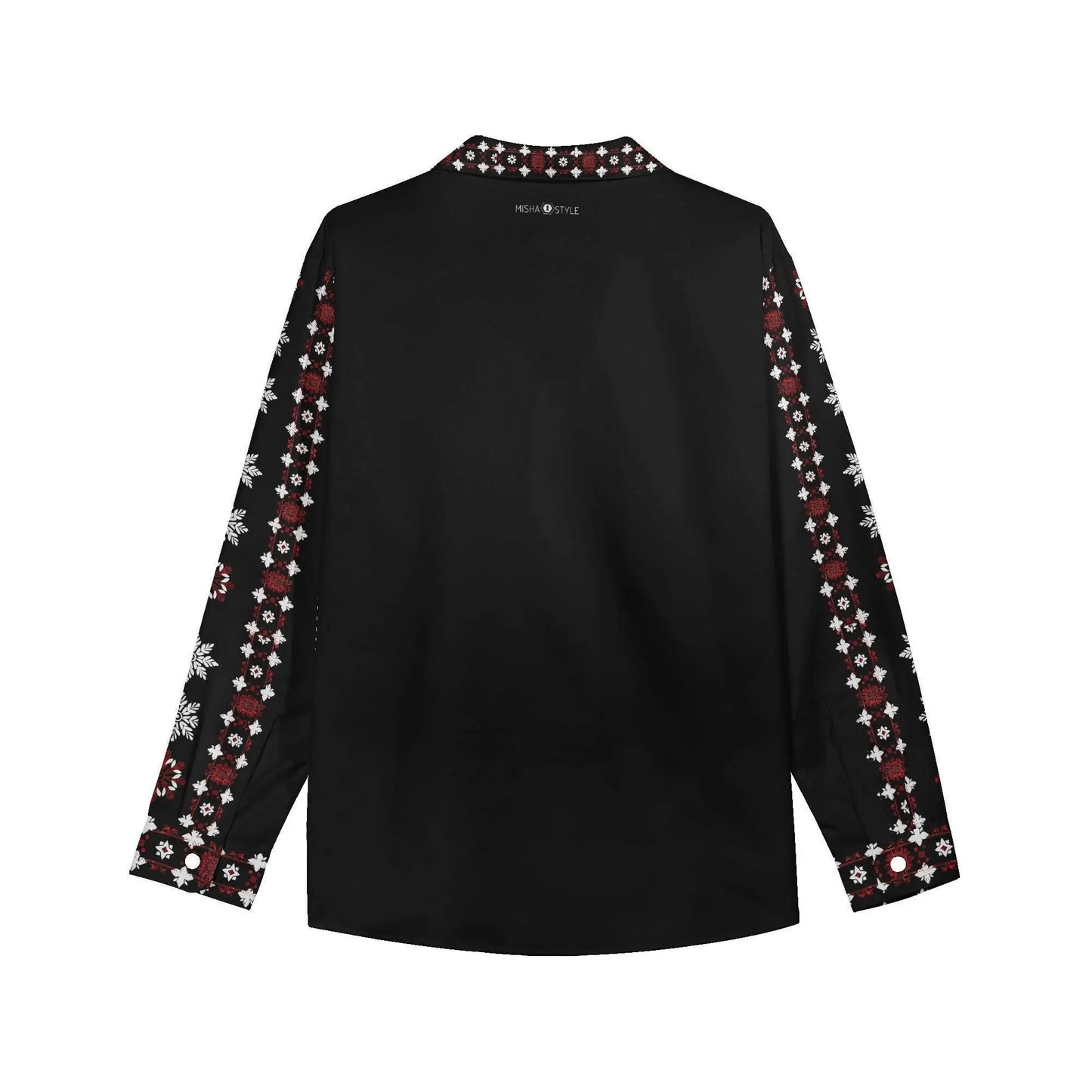 Casual Long Sleeve Button Down Black Shirt - IVORYNN
