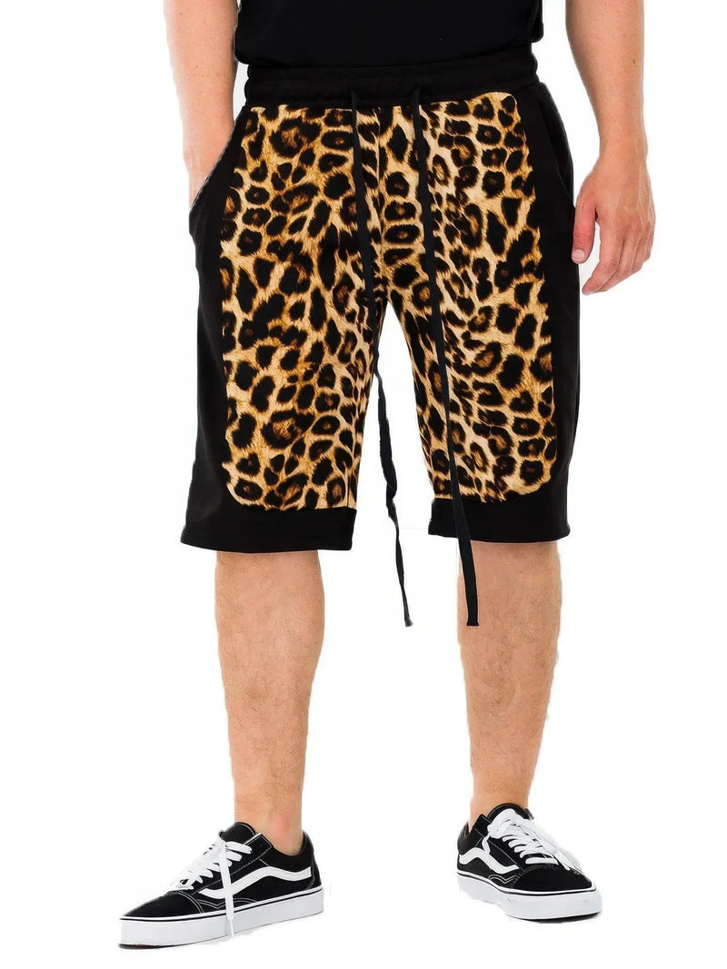 Casual Unique Cheetah Contrast Shorts - IVORYNN