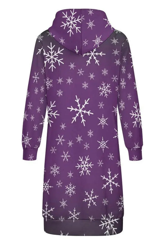 Christams snow long Hoodie Jakcet - Purple - IVORYNN