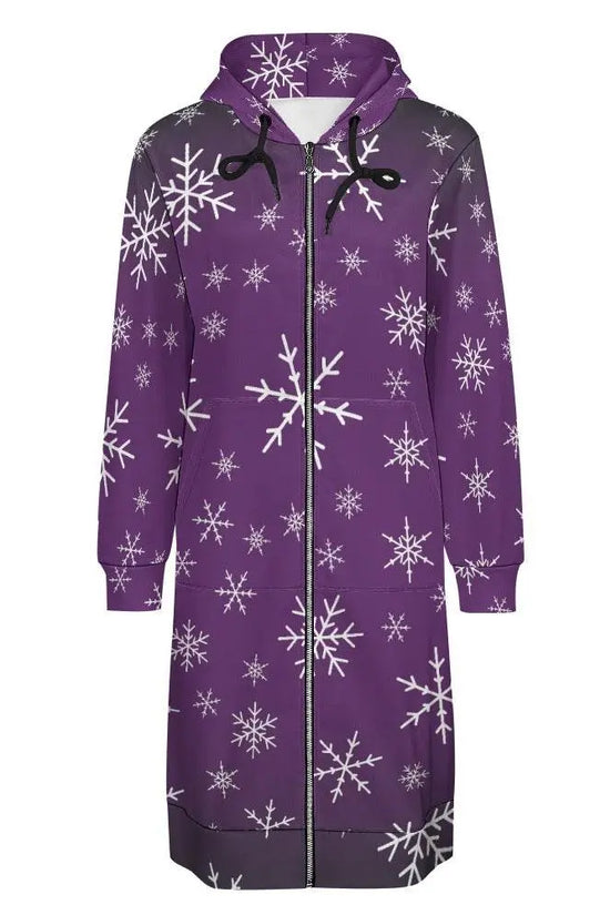 Christams snow long Hoodie Jakcet - Purple - IVORYNN