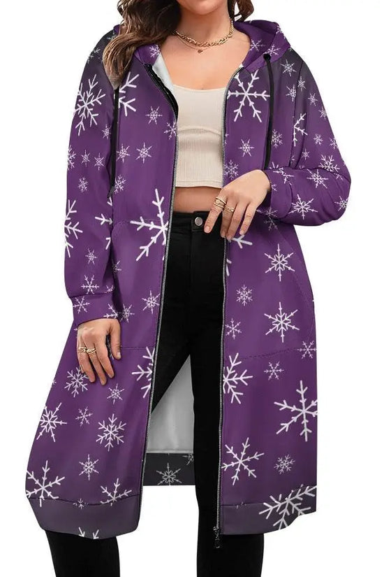 Christams snow long Hoodie Jakcet - Purple - IVORYNN