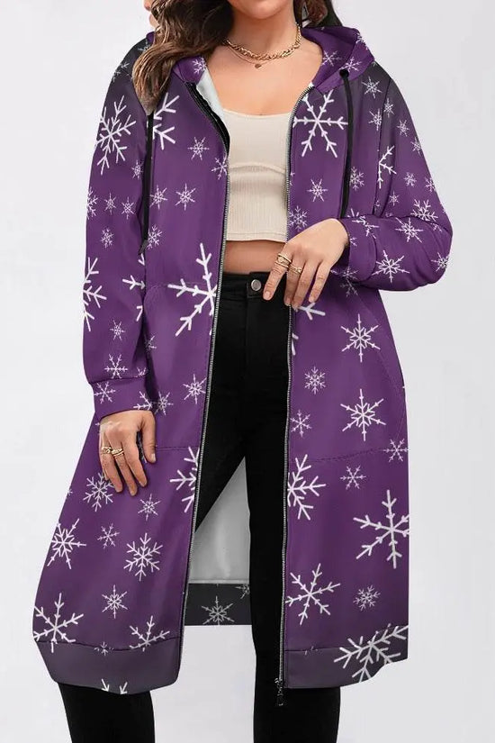 Christams snow long Hoodie Jakcet - Purple - IVORYNN