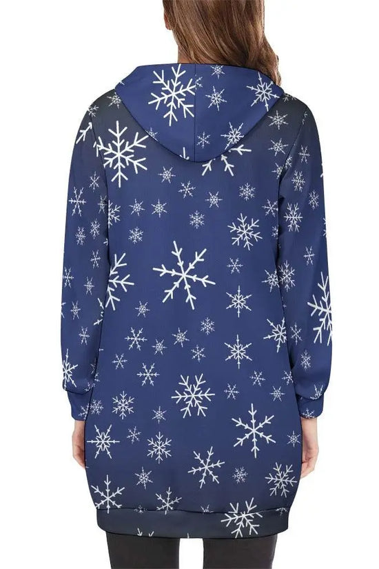Christams snow long Hoodie Jakcet -  Royal Blue - IVORYNN