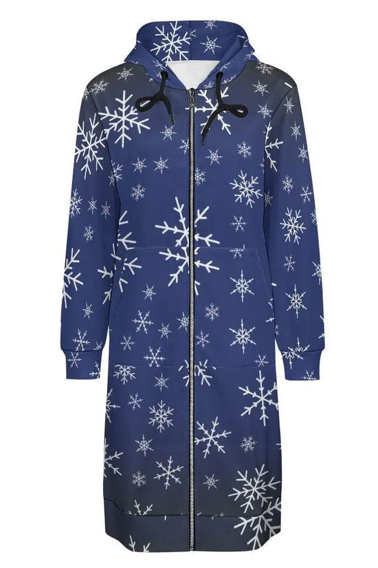 Christams snow long Hoodie Jakcet -  Royal Blue - IVORYNN