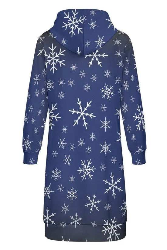 Christams snow long Hoodie Jakcet -  Royal Blue - IVORYNN