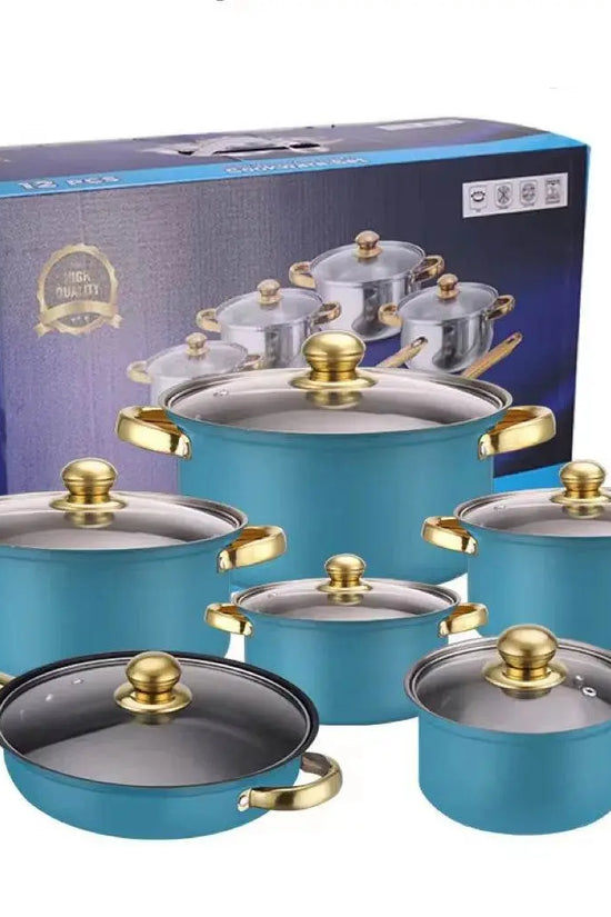 Classic 12 Pieces Stainless Steel Panelas Cookware Set - IVORYNN