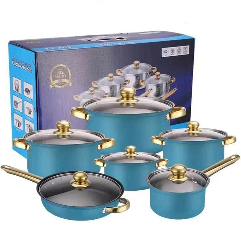 Classic 12 Pieces Stainless Steel Panelas Cookware Set - IVORYNN