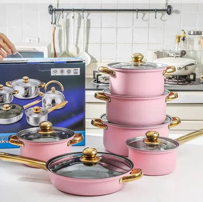 Classic 12 Pieces Stainless Steel Panelas Cookware Set - IVORYNN