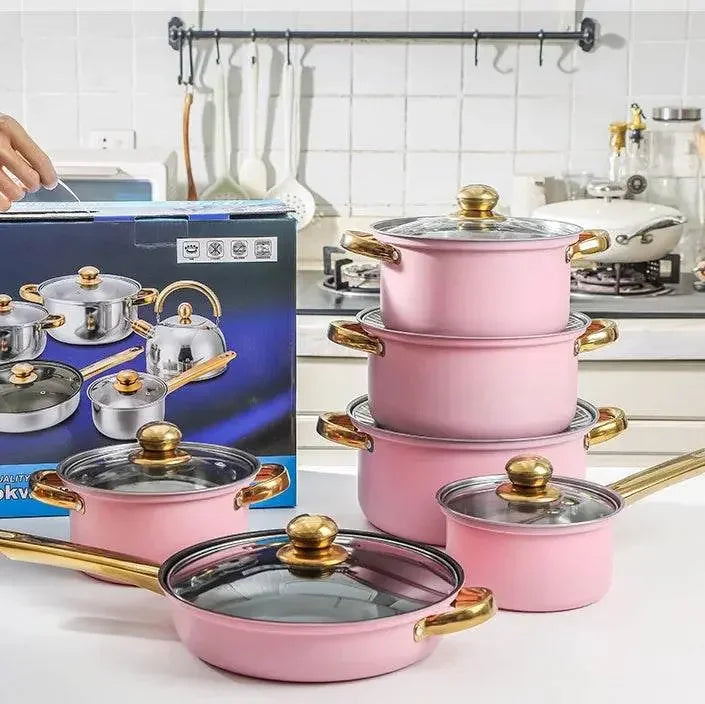 Classic 12 Pieces Stainless Steel Panelas Cookware Set - IVORYNN