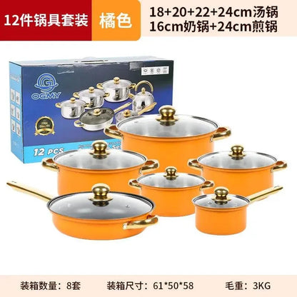 Classic 12 Pieces Stainless Steel Panelas Cookware Set - IVORYNN