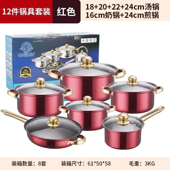 Classic 12 Pieces Stainless Steel Panelas Cookware Set - IVORYNN