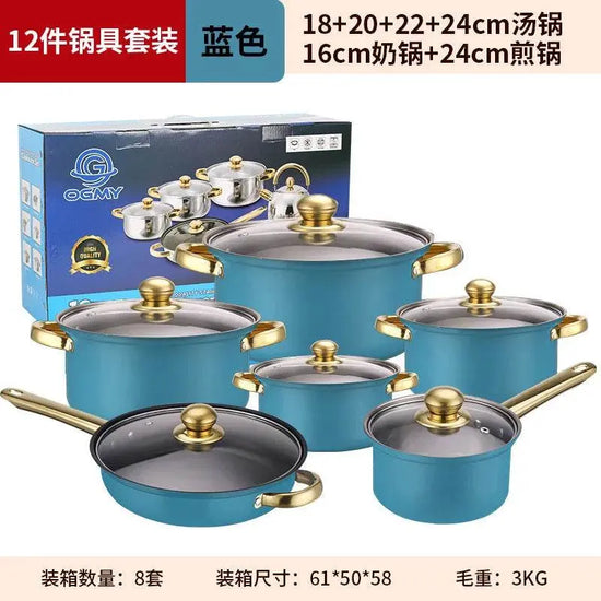 Classic 12 Pieces Stainless Steel Panelas Cookware Set - IVORYNN