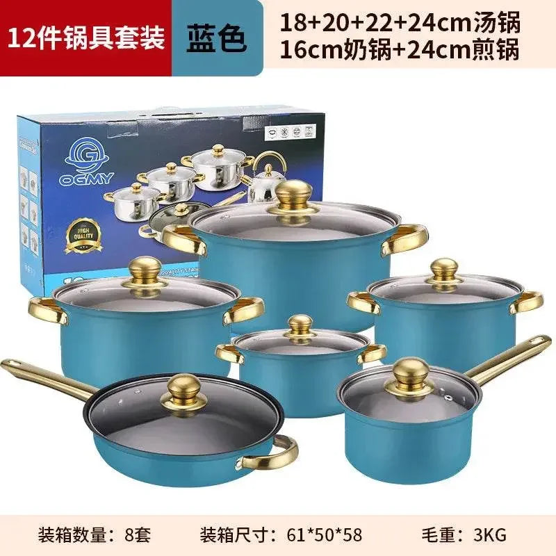 Classic 12 Pieces Stainless Steel Panelas Cookware Set - IVORYNN