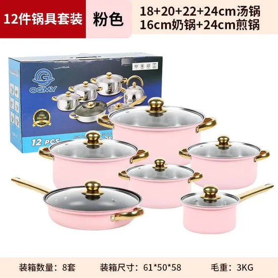 Classic 12 Pieces Stainless Steel Panelas Cookware Set - IVORYNN