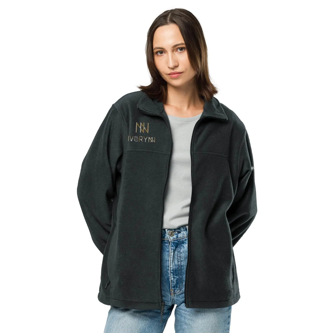 Classic Black Unisex Columbia Fleece Jacket - IVORYNN