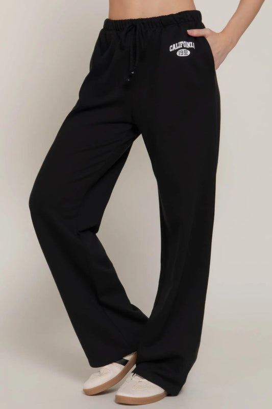 Classic Versatile Waistband Black Sweatpants - IVORYNN