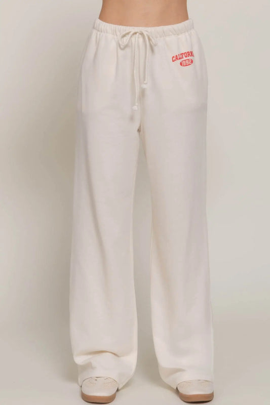 Classic Versatile Waistband White Sweatpants