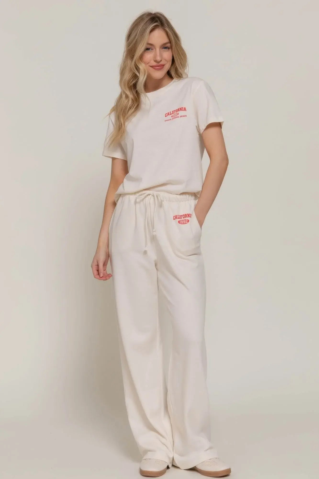 Classic Versatile Waistband White Sweatpants - IVORYNN