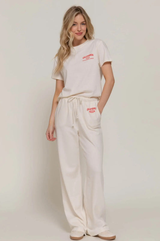 Classic Versatile Waistband White Sweatpants