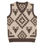 Classic Vintage V-neck Brown Men Knitted vest - IVORYNN