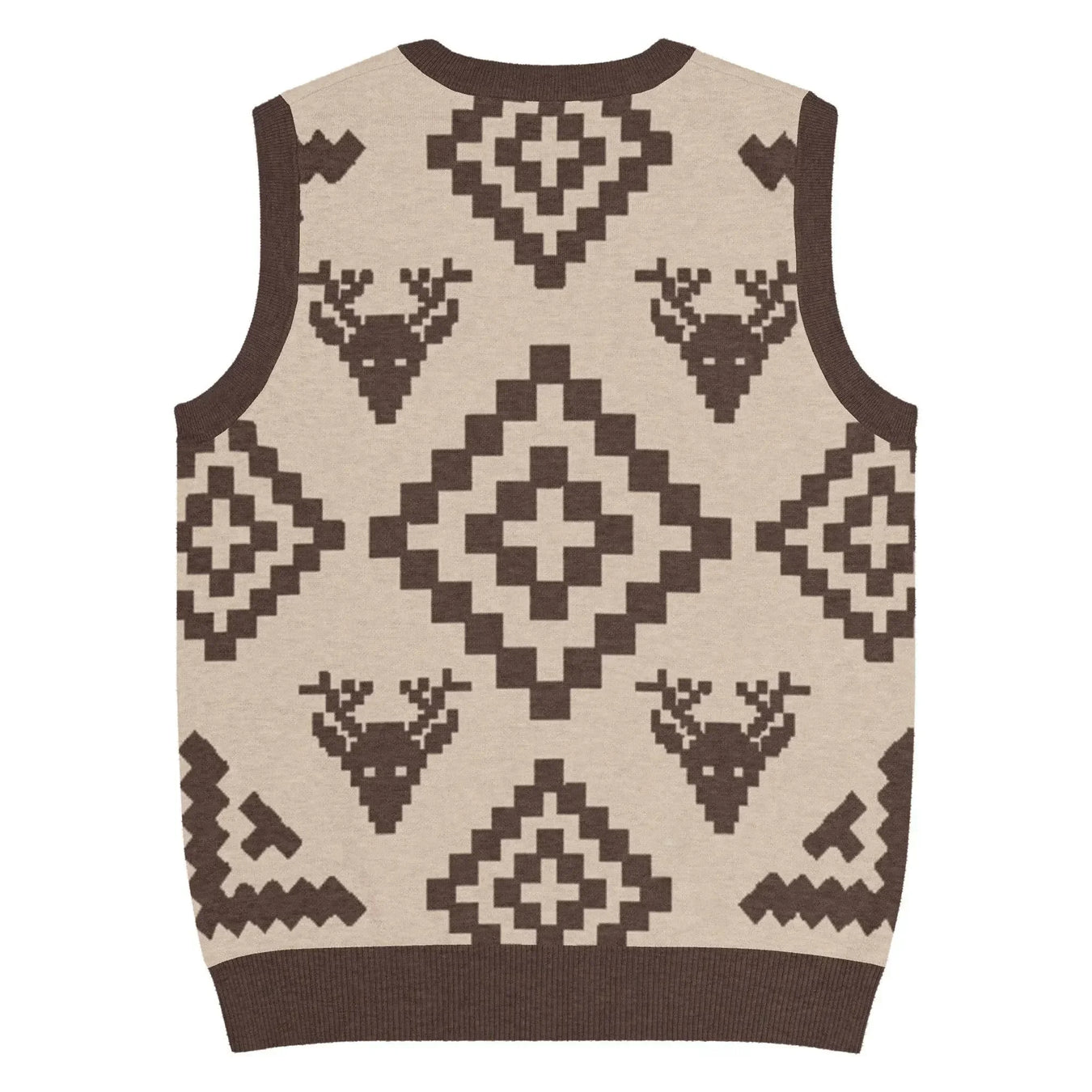 Classic Vintage V-neck Brown Men Knitted vest - IVORYNN