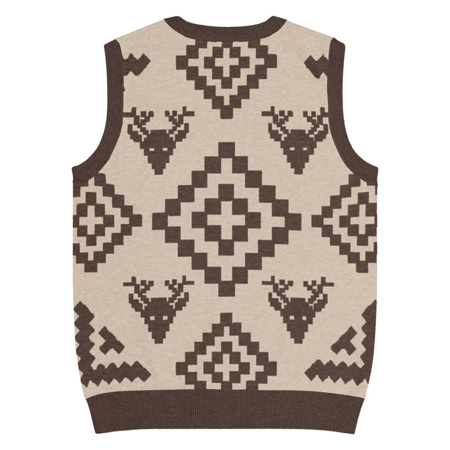 Classic Vintage V-neck Brown Men Knitted vest - IVORYNN