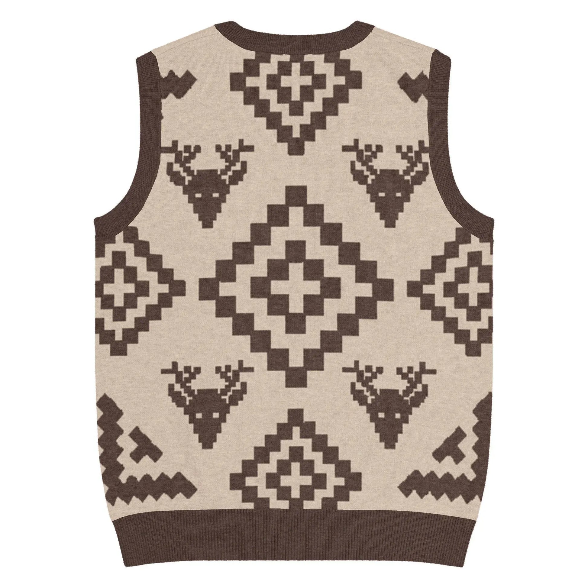 Classic Vintage V-neck Brown Men Knitted vest - IVORYNN